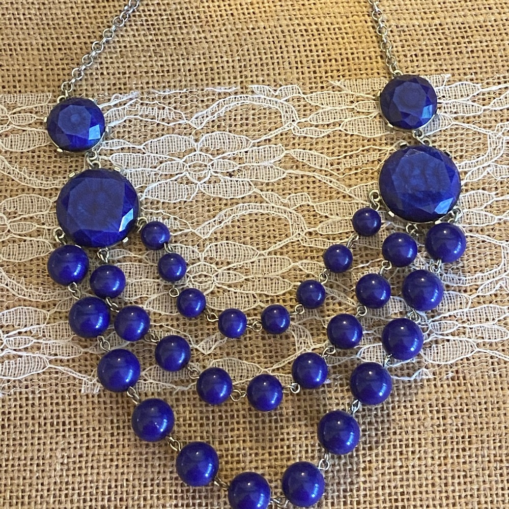 Blue Trendy Boutique Stone Statement Necklace